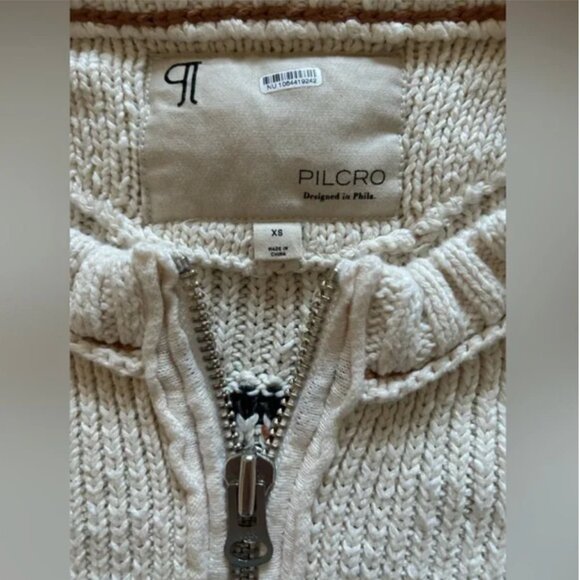 Anthropologie pilcro Tiger cable knit icon zip up sweater size XS - Picture 9 of 11